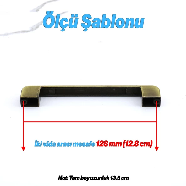 Gölcük Metal Antik Sarı Kulp 128 mm Mobilya Çekmece Mutfak Dolabı Dolap Kapak Kulpları Kulb Kulpu - Resim 2