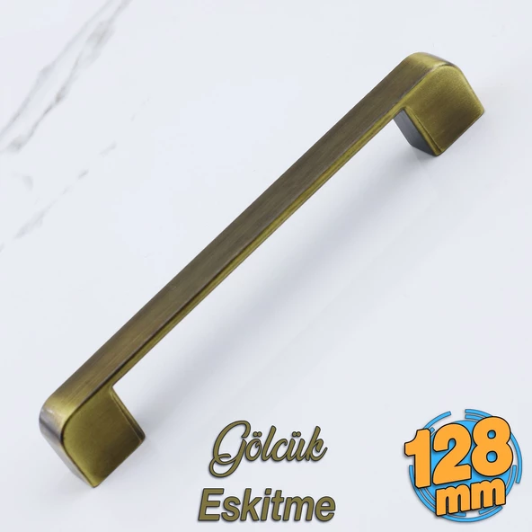 Gölcük Metal Antik Sarı Kulp 128 mm Mobilya Çekmece Mutfak Dolabı Dolap Kapak Kulpları Kulb Kulpu