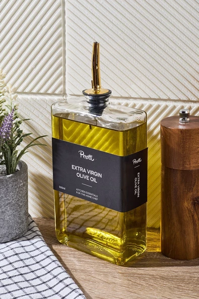 Perotti molivet 2 li gold cam yağlık 500 ml cam yağdanlık - sirkelik - sosluk - Resim 2