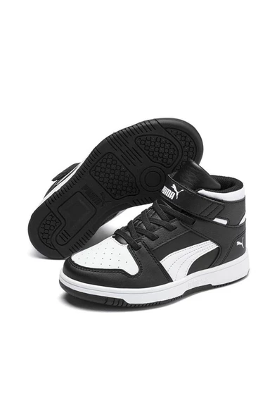 Puma Rebound Layup SL V PS 370488 01 Çocuk Sneaker Ayakkabı Siyah Beyaz 28-35