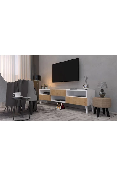KONAK EV EŞYALARI Square 2 TV Ünitesi,%100 MDF,KOLAY KURULUM,TV SEHPA