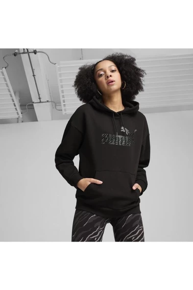 Puma ESS+ ANIMAL Hoodle FL 681492 01 Kadın Sweatshirt Siyah XS-XL - 3