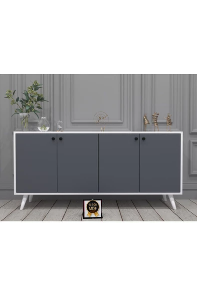 KONAK EV EŞYALARI Espino Konsol,TV Ünitesi,Dekoratif Dolap,Vitrin,%100 MDF,Kolay Kurulum