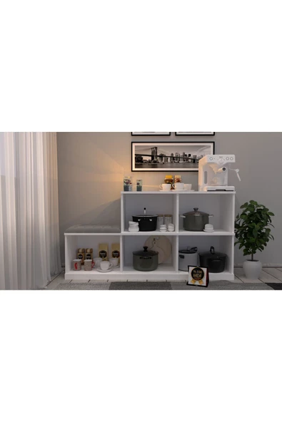 KONAK EV EŞYALARI Puflu Kahve Köşesi  %100 MDF, Çok Amaçlı Dolap,Mutfak Dolabı - Resim 3