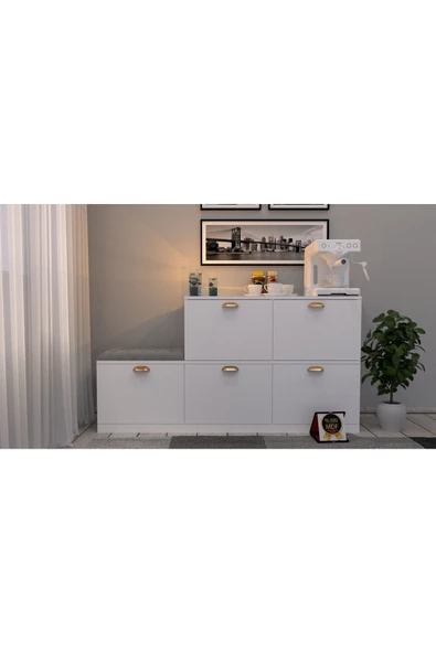 KONAK EV EŞYALARI Puflu Kahve Köşesi  %100 MDF, Çok Amaçlı Dolap,Mutfak Dolabı - Resim 2