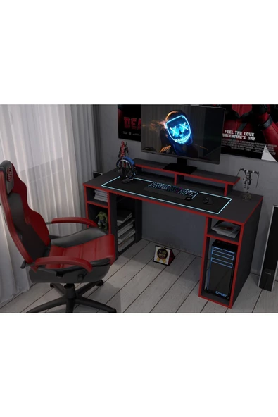 KONAK EV EŞYALARI Red Star Gaming 2 ,Bilgisayar Masası 1.Kalite 100% MDF,Çalışma Masası,Oyuncu Masası,Gamer,MDF,