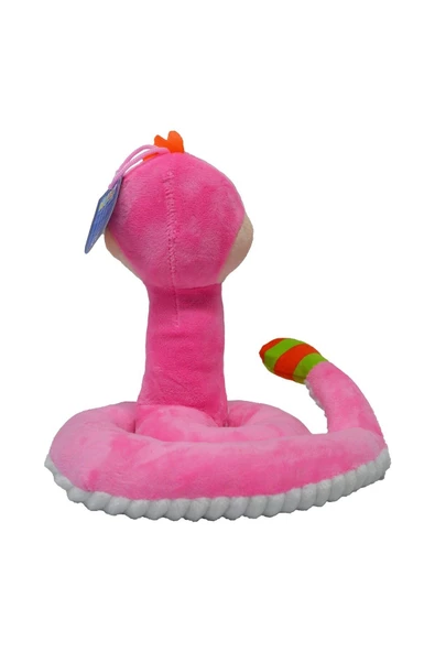 Yılan Peluş Oyuncak Çıngıraklı Sevimli Yılan Peluş 25 Cm - Uyku Ve Oyun Arkadaşı PEMBE - 3