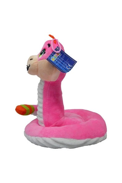 Yılan Peluş Oyuncak Çıngıraklı Sevimli Yılan Peluş 25 Cm - Uyku Ve Oyun Arkadaşı PEMBE - 2