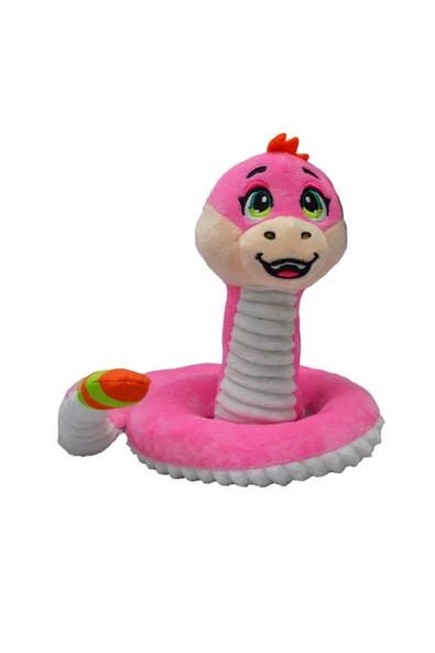 Yılan Peluş Oyuncak Çıngıraklı Sevimli Yılan Peluş 25 Cm - Uyku Ve Oyun Arkadaşı PEMBE - 1
