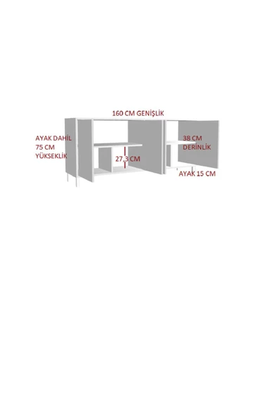 KONAK EV EŞYALARI Espino Konsol,TV Ünitesi,Dekoratif Dolap,Vitrin,%100 MDF,Kolay Kurulum - 4