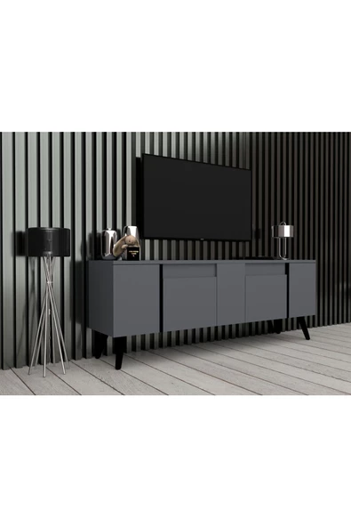 KONAK EV EŞYALARI Tavolo 1.kalite %100 Mdf Tv Ünitesi Tv Sehpası Tv Dolabı Gri Atntrasit