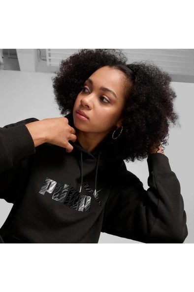 Puma ESS+ ANIMAL Hoodle FL 681492 01 Kadın Sweatshirt Siyah XS-XL - 4