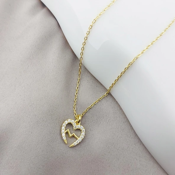 925 Ayar Gümüş Minimal Kalp Atışı Kolye - Resim 4