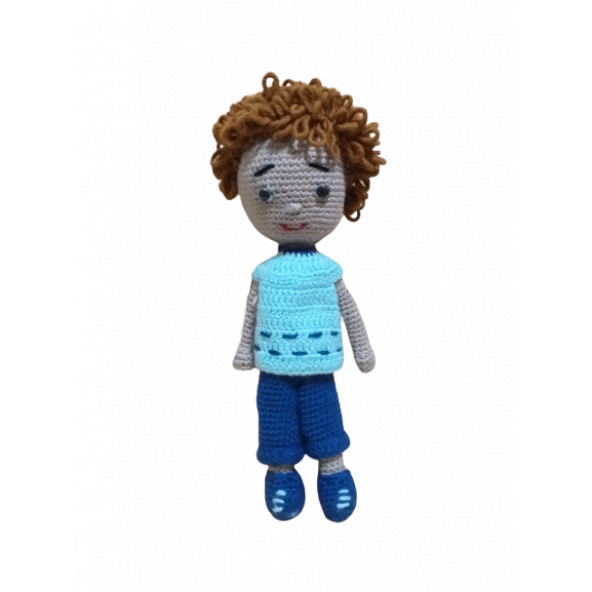 Kıvırcık Saçlı Erkek Amigurumi Organik Oyuncak Bebek - 2