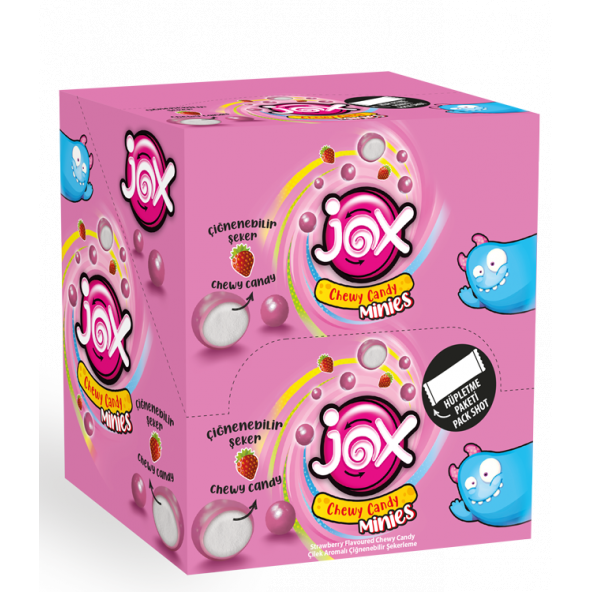 JOX MINIES ÇİLEK Çilek Aromalı Çiğnenebilir Draje Şekerleme (10 gr x 24 adet) - 2