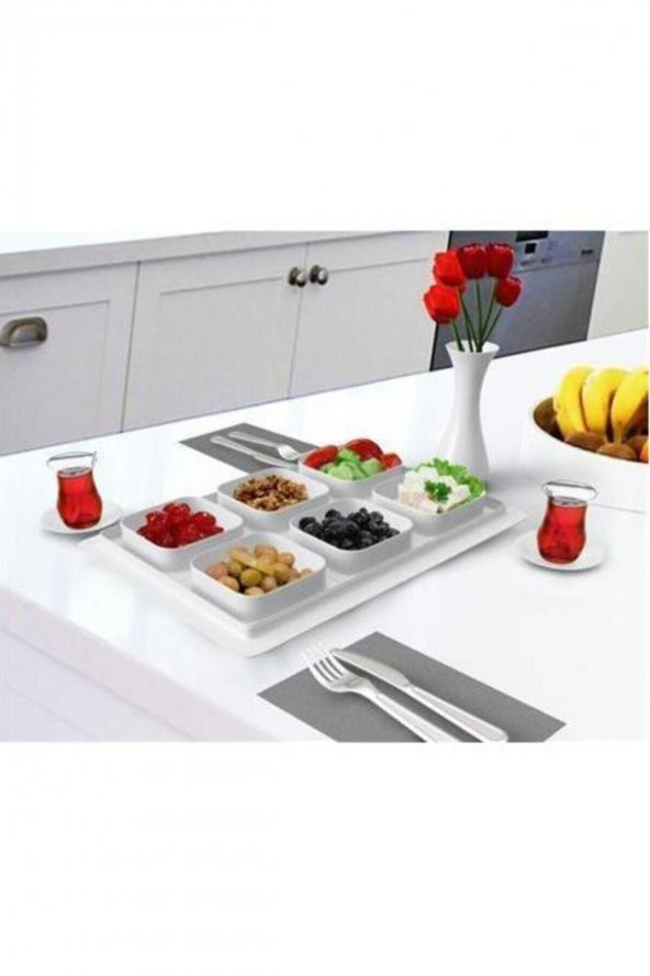 Beyaz Kırmızı Kapaklı Kahvaltılık Seti 6 Adet - 2