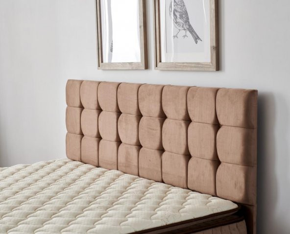 Niron Latte 90x190 cm Tek Kişilik Yatak Baza Başlık Seti - Sert Yatak, Kumaş Baza ve Başlık Takımı - 4