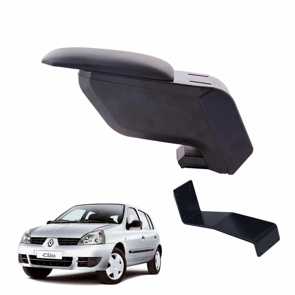Renault Clio HB 2002 Delmesiz Çelik Ayaklı Siyah Kolçak Kol Dayama