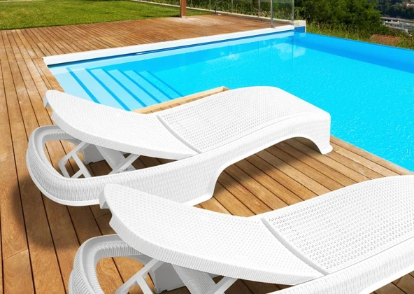Omnipazar SY2536 Beyaz Brezza Royal Rattan Lüks Şezlong - 2