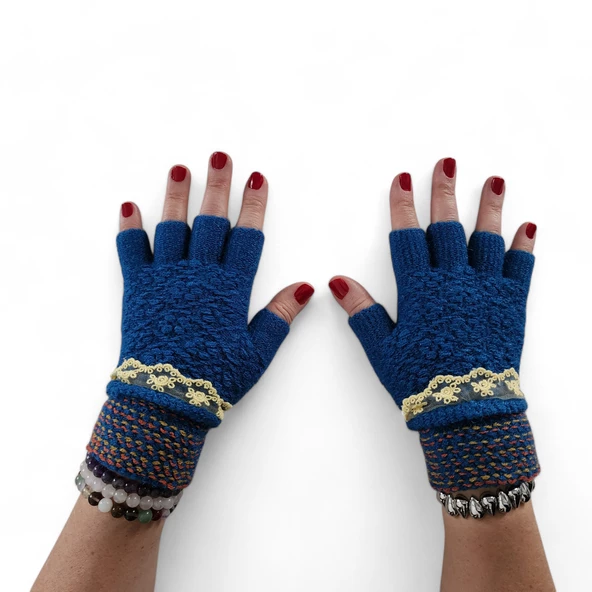 Dantel Zamanı Eldiven Mavi - 2