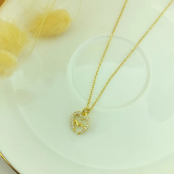 925 Ayar Gümüş Minimal Kalp Atışı Kolye - Resim 3