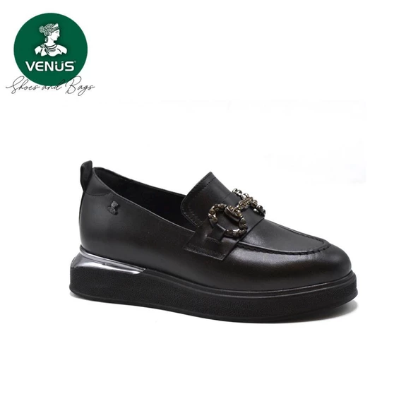 VENÜS 2451401K KALIN TABAN TOKALI LOAFER DERİ KADIN AYAKKABI - 4