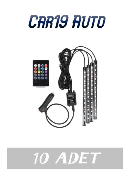 Car19 Uzaktan Kumandalı Led Araç Içi Led 12 Ledli Ayak Altı Led Sese Duyarlı Led Müziğe Duyarlı Led 10 ADET