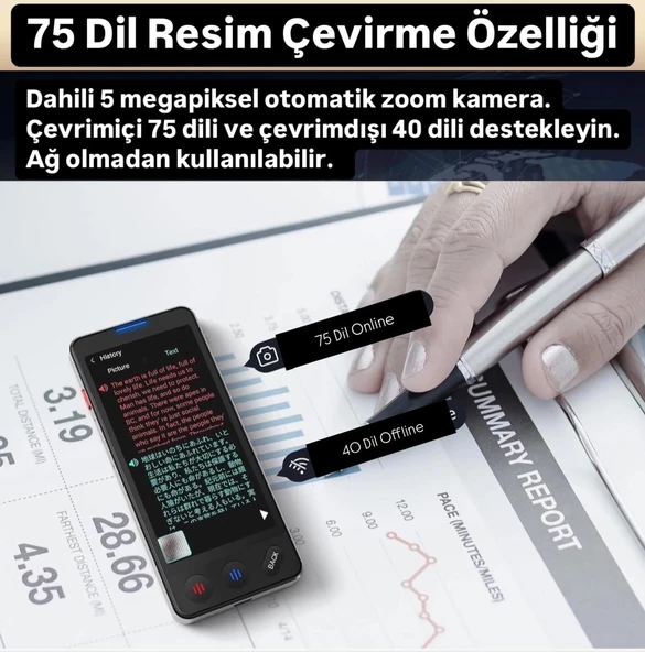 Üst Düzey İş Tercümanı WiFi Gerektirmez ChatGPT AI Ses Resim Çevirme Özelliği 138 Dil Çeviri - 3