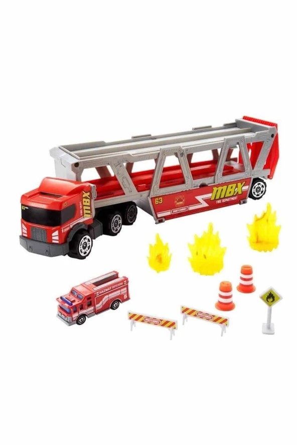 Matchbox Taşıyıcı İtfaiye Aracı Oyun Seti 1 Adet İtfaiye Temalı Araç Ve 8 Aksesuar İçerir