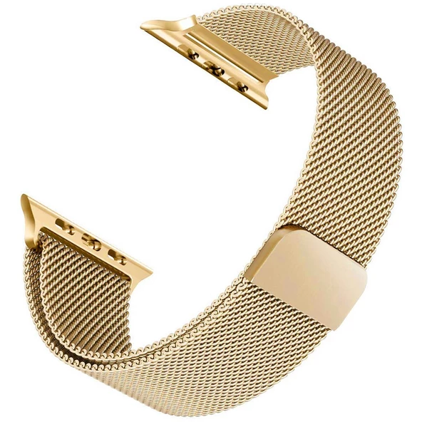 Microsonic Apple Watch Uyumlu Series 7 45MM Milanese Loop Kordon Gold