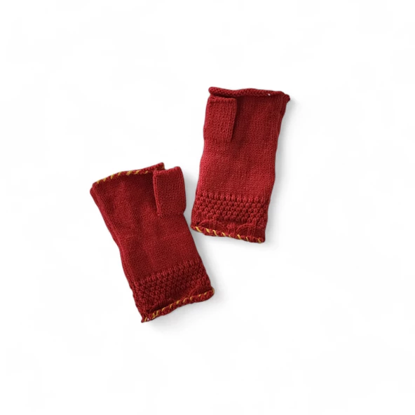 Kar Boncuğu Parmaksız Eldiven Turuncu - Resim 2