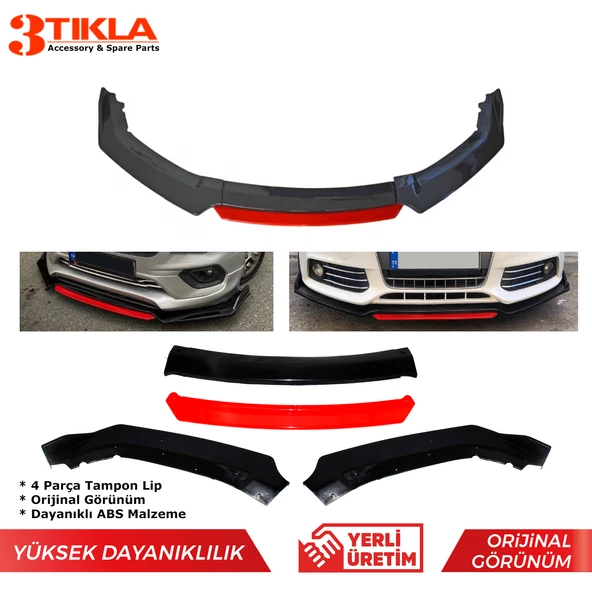 ABS Malzeme Süper Dayanıklılık 4 Parça Universal Spor Tip Tampon Altı Lip - 2