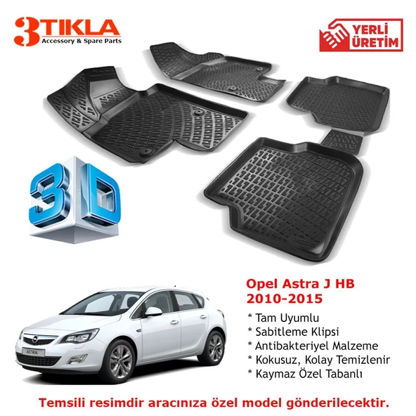 Opel Astra J HB 2010-2015 Premium 3D Havuzlu Paspas Seti