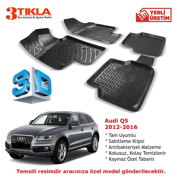 Audi Q7 2006-2016 Premium 3D Havuzlu Paspas Seti