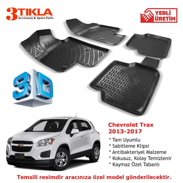 Chevrolet Trax 2013-2017 Premium 3D Havuzlu Paspas Seti
