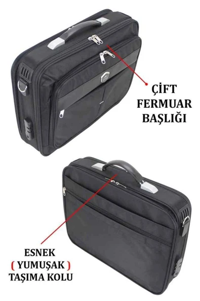 Case Club 217 Kasalı Büyük 17.3 inç Omuz Askılı El Omuz Laptop Evrak Çantası - 7