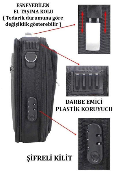 Büyük Boy 17.3 inç Omuz Askılı Laptop Bölmeli Evrak Çantası - Resim 4