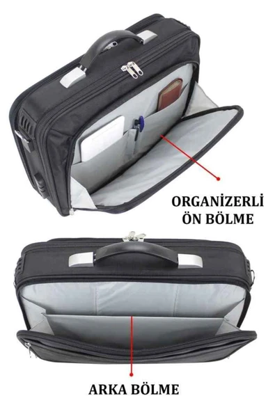 Büyük Boy 17.3 inç Omuz Askılı Laptop Bölmeli Evrak Çantası - Resim 6