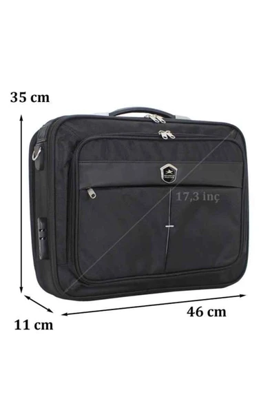 Büyük Boy 17.3 inç Omuz Askılı Laptop Bölmeli Evrak Çantası - Resim 2