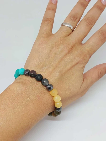 Balık Burcu Doğal Taş 8mm Unisex Bileklik (55728) - Resim 3