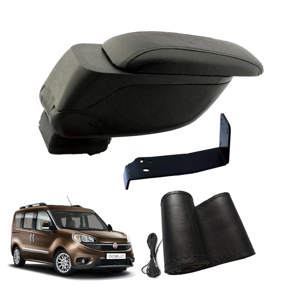 Eko Set Fiat Doblo 2016 Geniş Hacimli  Delmesiz Çelik Ayaklı  Kolçak ve Direksiyon Kılıfı