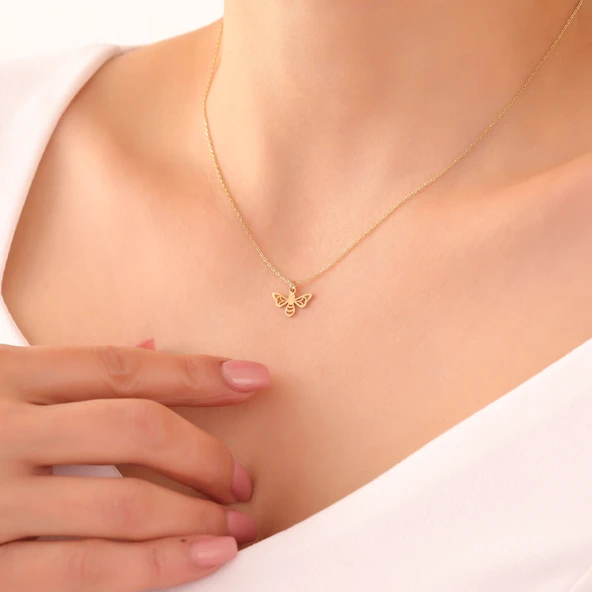 925 Ayar Gümüş Minimal Arı Kolye - Resim 2