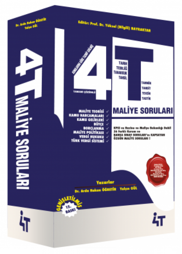 4T Yayınları Kpss A Grubu 4T Maliye Soruları Soru Bankası - Arda Hakan Öğretir 15. Baskı 4T Yayınları - 2