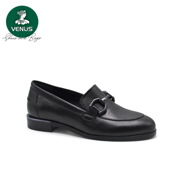 VENÜS 2455201K KISA TOPUK TOKALI LOAFER DERİ KADIN AYAKKABI - 4