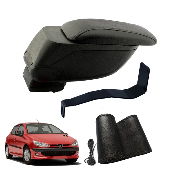 Eko Set Peugeot 206 2002 Geniş Hacimli  Delmesiz Çelik Ayaklı  Kolçak ve Direksiyon Kılıfı