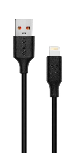 XONECT USB to Lightning uyumlu iPhone Modelleri için Hızlı Şarj ve Data Kablosu 200cm Siyah