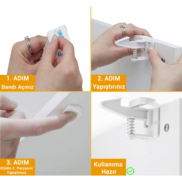 Baby Lock 5 Adet Bebek Çocuk Güvenlik Çekmece Dolap Kilidi Gizli Kilit - 4