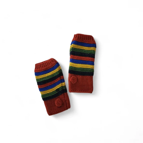 Örgü Parmaksız Eldiven Kırmızı - 2