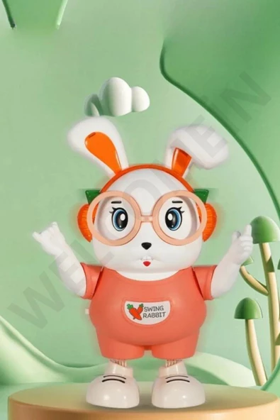 Sesli Işıklı Pilli 25 cm Dansçı Tavşan Robot - Dans Eden Dansçı Sevimli Tavşan - 2