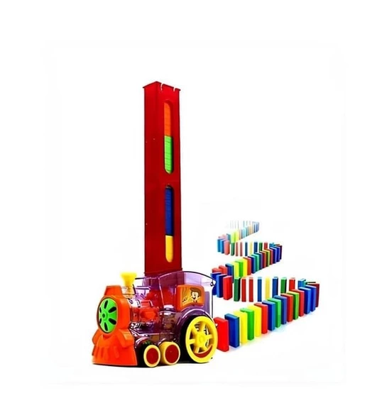 DOMİNO TREN 60 PARÇA SESLİ TREN SETİ MEGA SET Domino Taşı Dizen Tren Sesli Işıklı